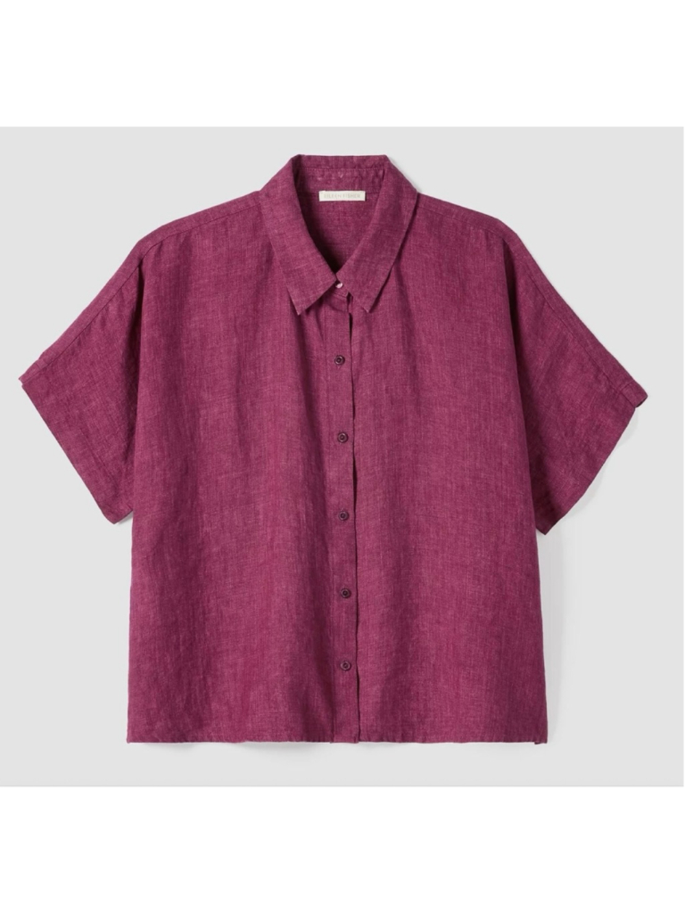 Women's Eileen Fisher Maroon Linen Button Down Shirt L